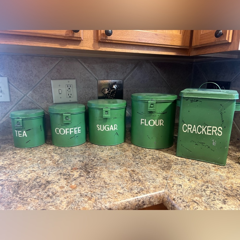 Twos Company Rustic Green Canister Set